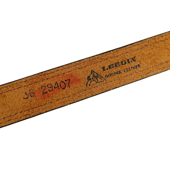 Vintage Leegin Brown Leather Belt: Stitching Detail, Brass Buckle, USA, Size 34" - Picture 6 of 7